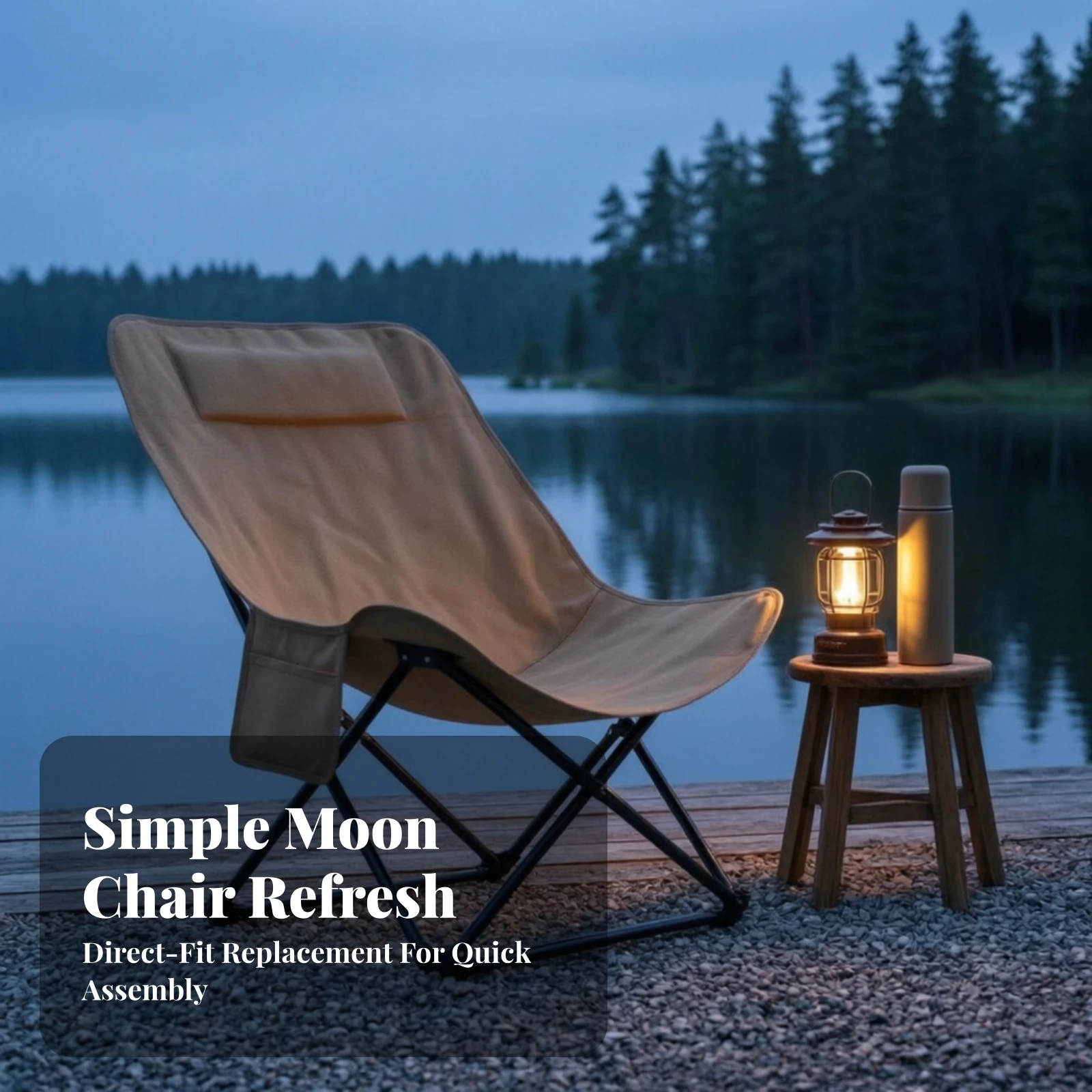 Replacement Seat Cover Double-Layer Moon Chair Cover Slipcover Wear-Resistant Thickened for Camping, Patio