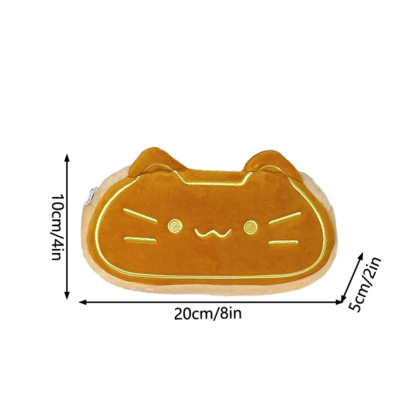مقلمة قطيفة مطبوعة على شكل قطة، حقيبة تخزين أقلام ذات سعة كبيرة، حقيبة تنظيم أقلام قطة كرتونية لطيفة