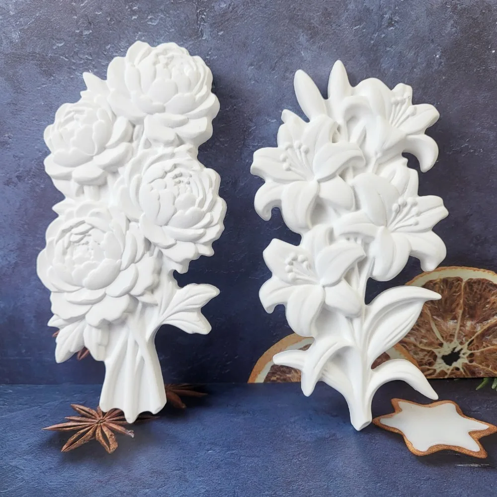 

Peony Flower Silicone Molds DIY Handmade Peony Bouquet Wall Painting Plaster Resin Mold Craft Art Ornaments Making Mould Tools