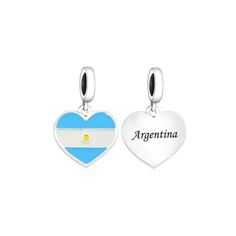 European 925 sterling silver flag pendant charm suitable for original jewelry bracelet pendant sparkling Ukrainian beads Pandora