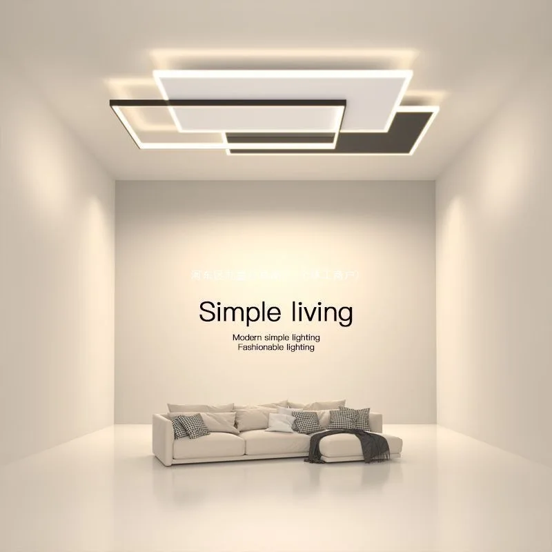 Minimalist Rectangular LED Ceiling Lamps black lamp for Living Room Bedroom Lights Nordic Kitchen Home Decor Indoor large lamp