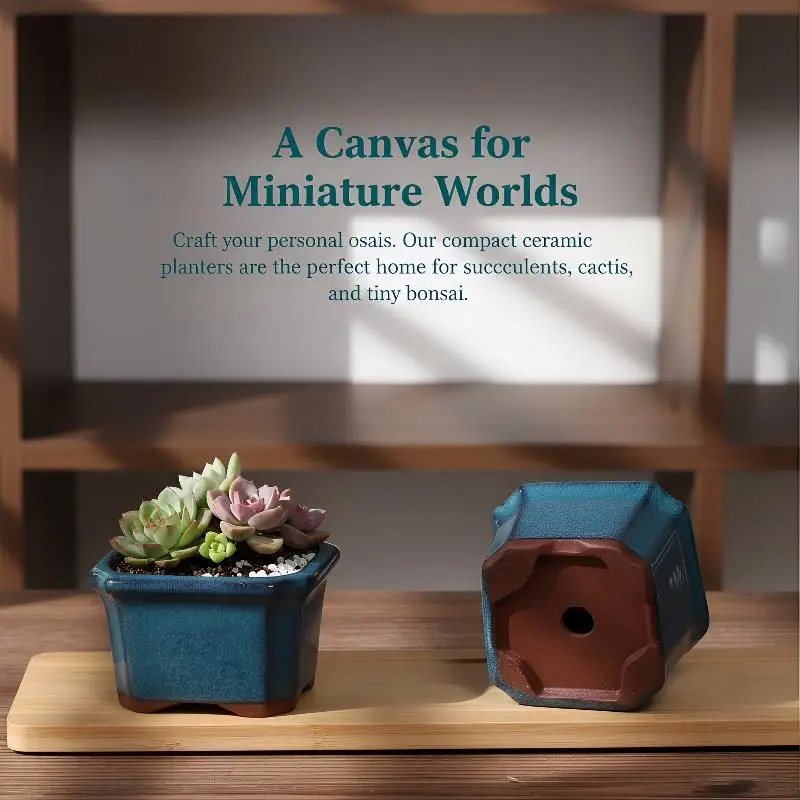 3PCS Mini Plant Pots for Succulents Ceramic Nursery Planter Pots Indoor Office Windowsill Decoration