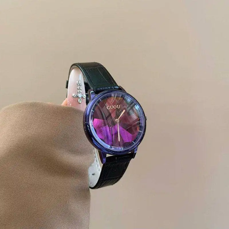 ساعة نسائية جديدة، أزياء على الطراز الكوري، ساعة نسائية عصرية وأنيقة مع حزام جلدي، هدية مثالية للنساء.