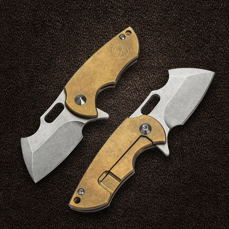 S35VN Steel Blade Titanium Alloy Folding Knife EDC Portable Utility Knife Keychain Outdoor Camping Self-defense Portable Tools