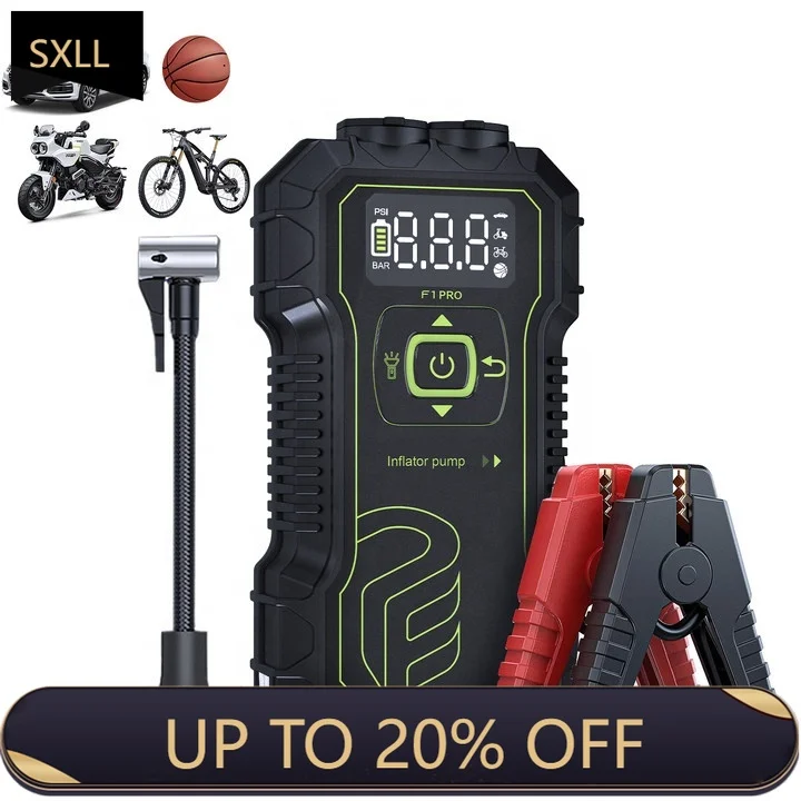 

SXLL Car Jump Starter Power Pack 2000A 12v Car Starter Unit Battery 10000 mAh with Air Compressor