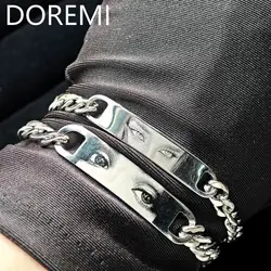 DOREMI-Pulseira Olho Humano Personalizado, Gravado Corrente Cubana, Pingente Personalizado, Pulseiras Presente