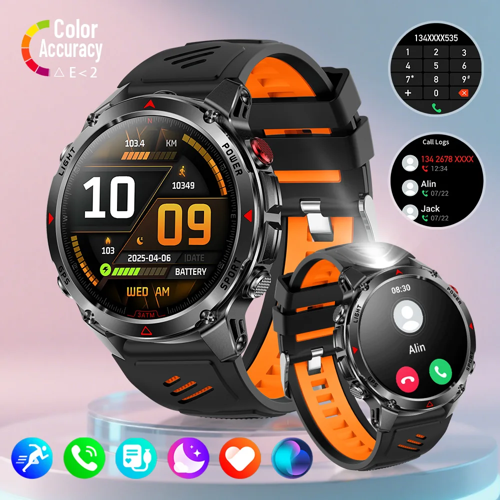 

Yoateo Outdoors Military GPS Smart Watch IP68 Waterproof Built-in GPS Compass Altimeter Flashlight Sports Men Smartwatch 2025