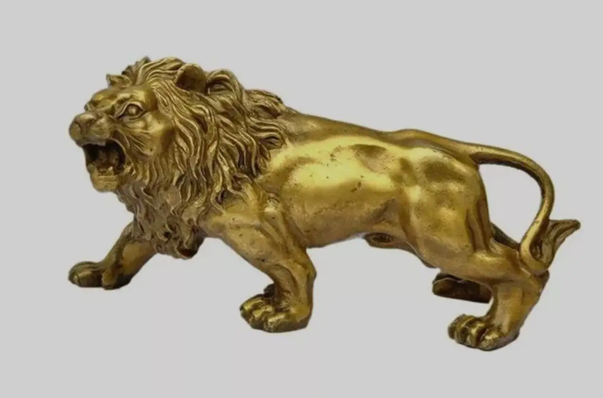 collectable Brass Copper Handwork carved Lion big Lions statues