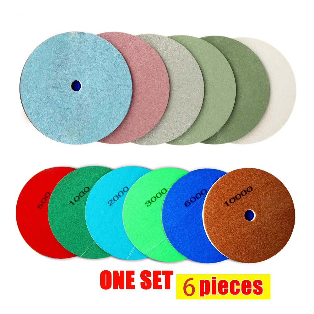 10inch Diamond Sponge Polishing Pads 6pieces Nylon Fiber Buffing Sanding Wheel Abrasive Cleaning For Artificial Stone Marble