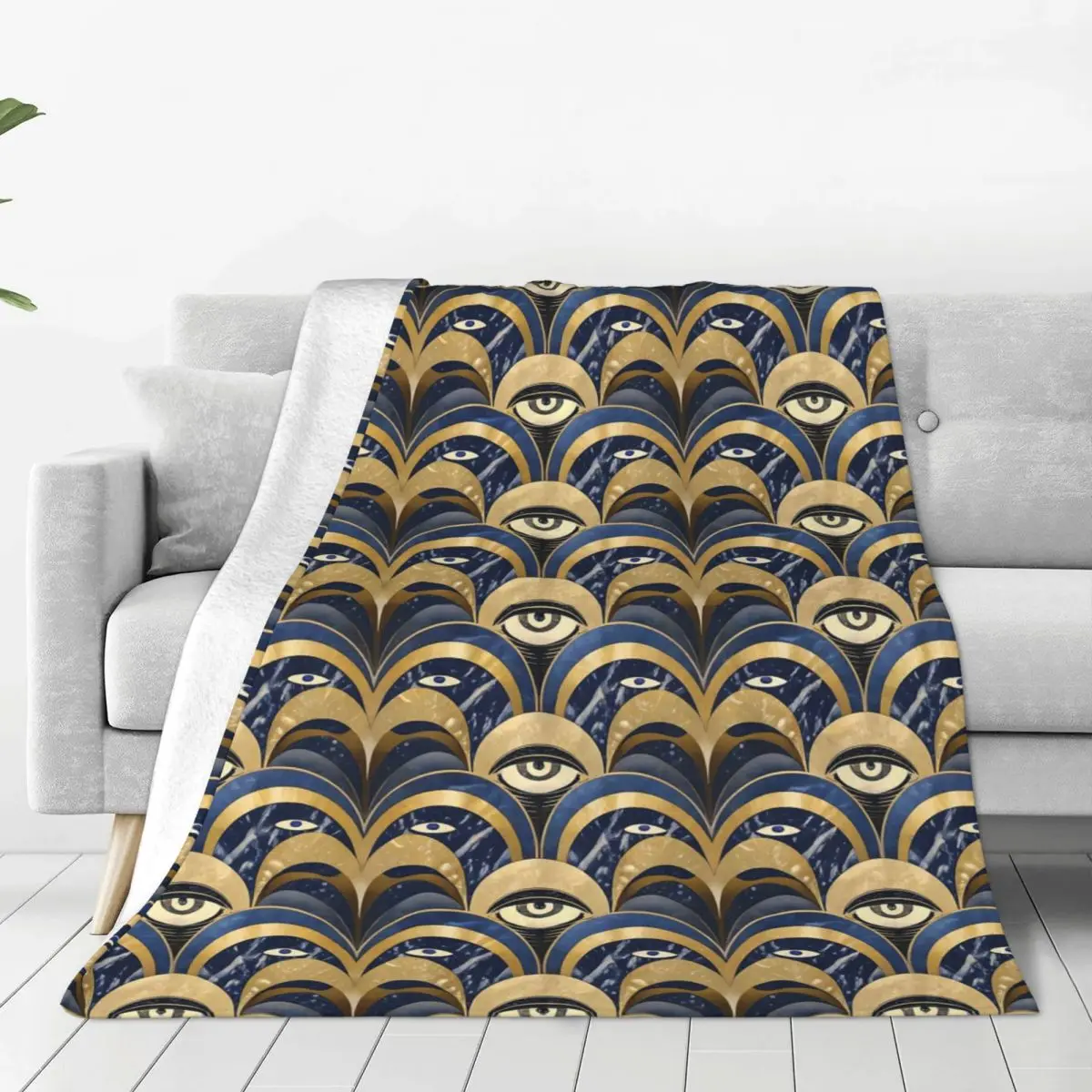 The Watchful Arches Art Deco Eye Pattern Blankets Flannel Sofa Throw Blankets For Couch Bedding Travel Throws Bedspread Quilt