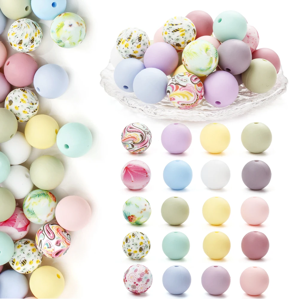 مجموعة من حبات السيليكون الملونة ، مخطط ألوان المعكرون ، الحلي المصنوعة يدويًا ، سوار سلسلة مفاتيح قلادة ذاتية الصنع ، 40 *