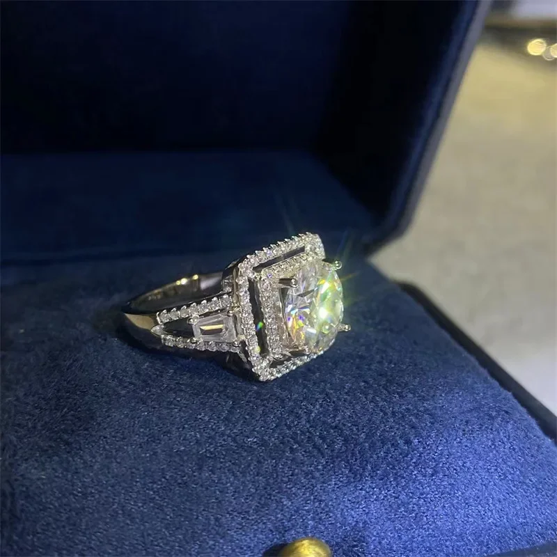 SACE الأحجار الكريمة الجديدة الفاخرة 925 فضة ريال GRA معتمد 5CT مويسانيتي خواتم مجوهرات للنساء المشاركة وعد الزفاف