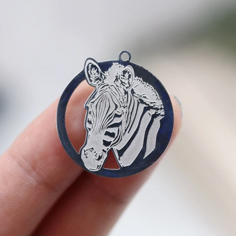 2PCS Trendy Punk Wild Animal Alpaca Antelope Cheetah Rhino Giraffe Charms DIY Necklace Jewelry Making Stainless Steel Pendant