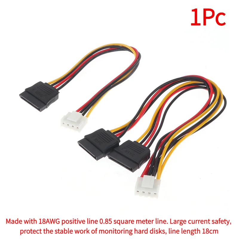 #1Pc 4Pin To SATA Power Cable For Hikvision DAHUA Mini VCR IP Camera CCTV Hard Disk Power One To One/One To Two VH3.96