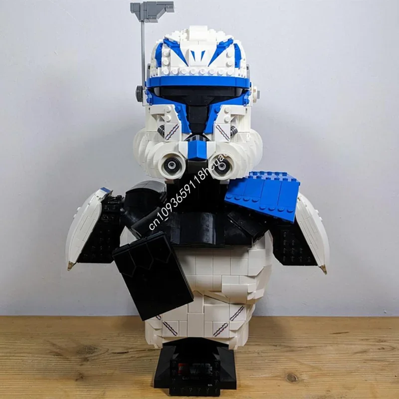Moc Star Battle Captain Rex Bust Helmet Model Building Blocks Diy Creative Assembly Educational Bricks Toy Holiday Present view 2