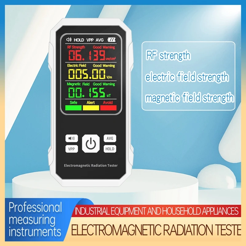 Elektromagnetische stralingsdetector Elektrisch magnetisch veldtester Meter RF-sterktedetectieapparaat met geluidsalarm