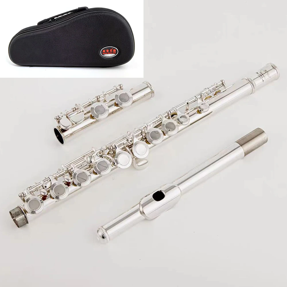 JYFL-2000S Flute Instrument Special White Copper Silver Plated C Tone 16 Key Closed Cell Professional Flute Instrument Imported