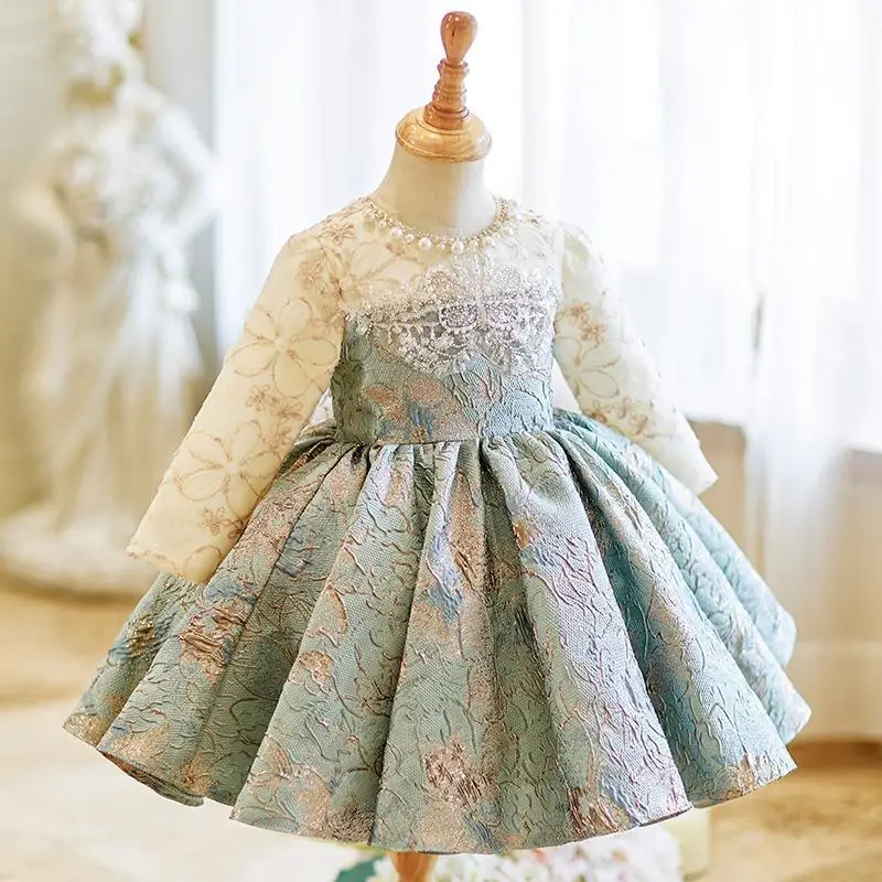 

Girls' New Style First Birthday Party Piano Little Host Embroidered Butterfly Princess Dress