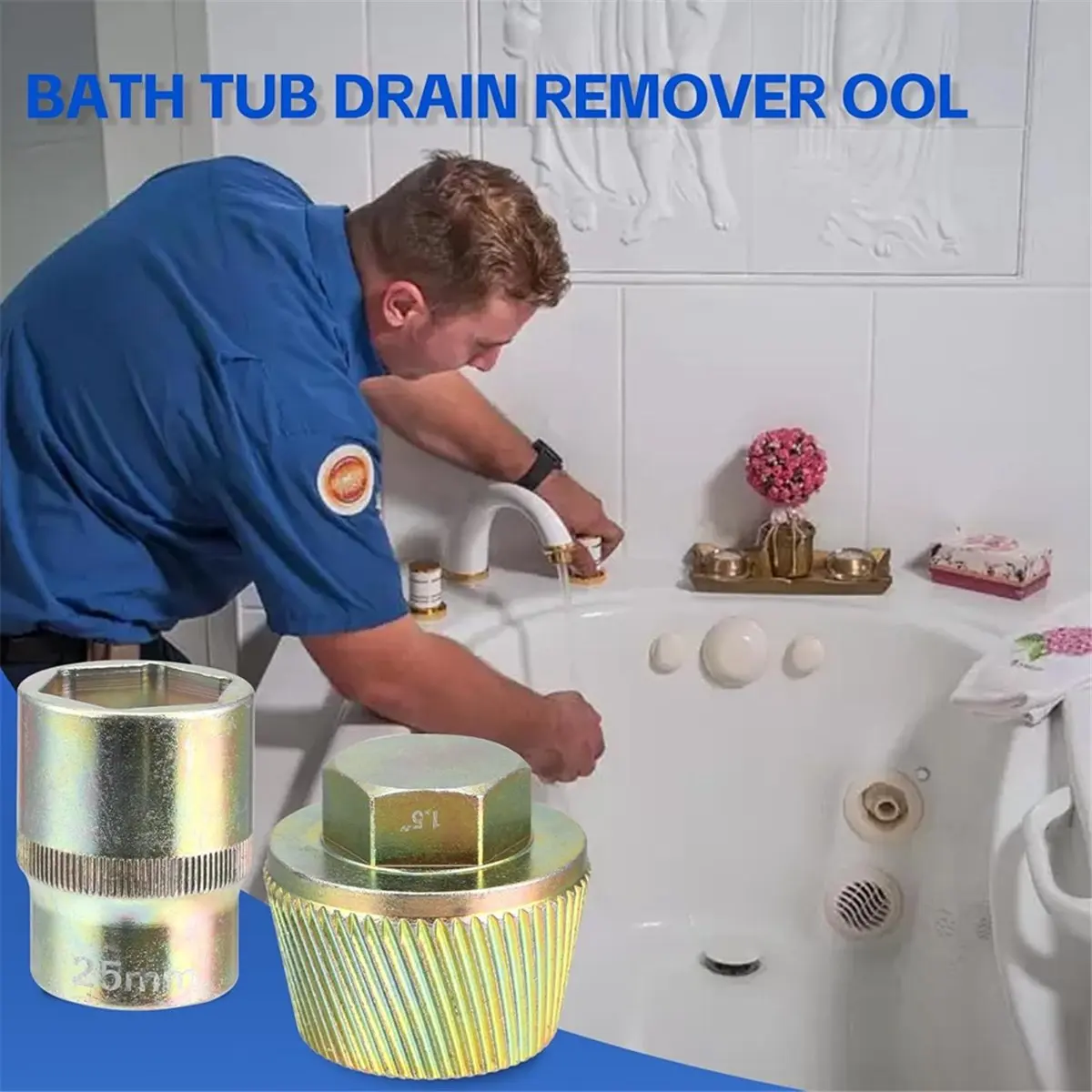 ABZT – outil de retrait de canalisations de baignoire de 1.5 pouces, extracteur de canalisations de baignoire avec douille de 1 pouce, élimine l'ancienne, cassée, tenace, arrugée