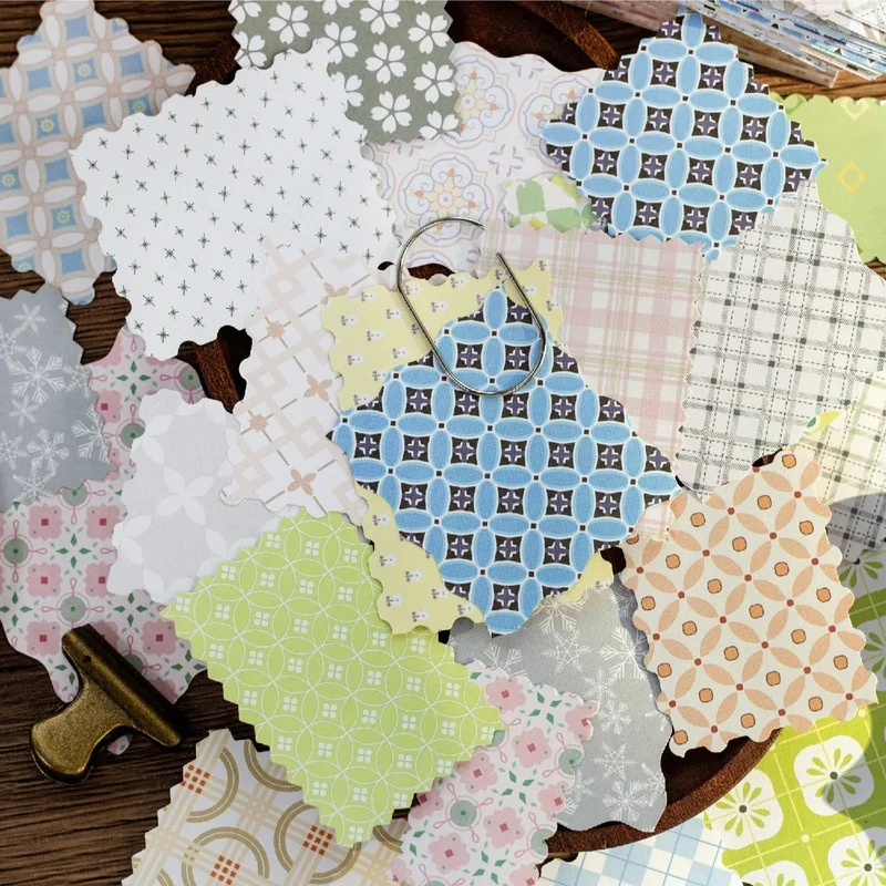 1pack/200pcs Vintage Floral Plaid Background Paper Retro Small Flower Grid Scrapbook Paper for Junk Journal DIY Collage Decor