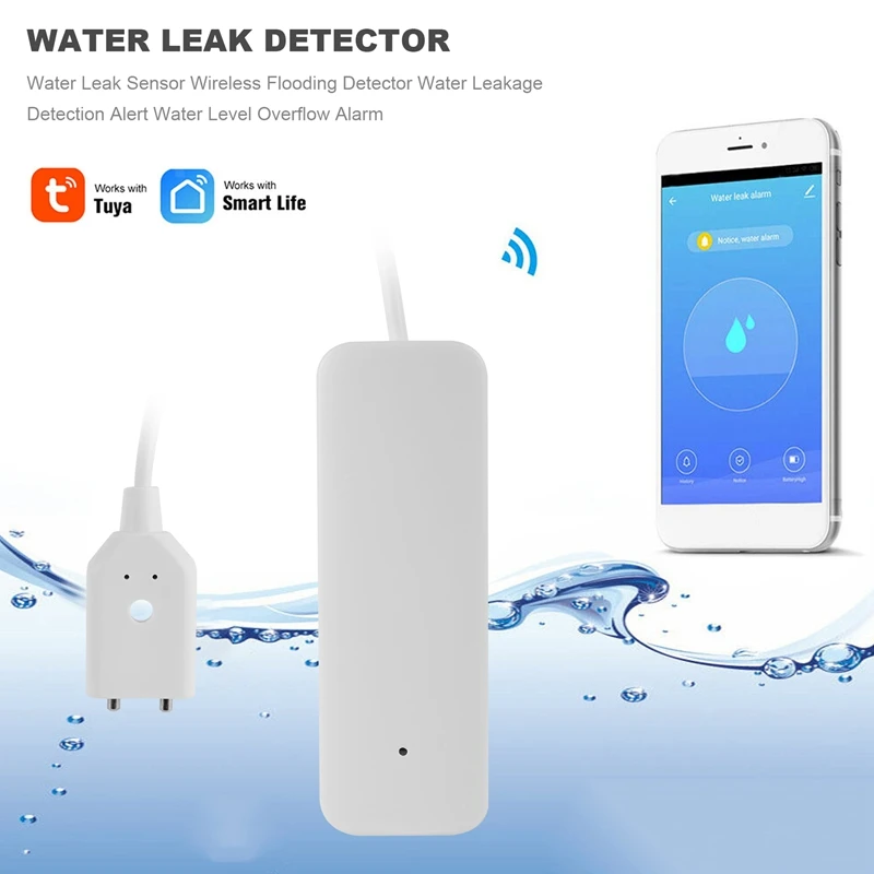 

Tuya Zigbee Water Leak Sensor Wireless Flooding Detector Water Leakage Detection Alert Water Level Overflow Alarm