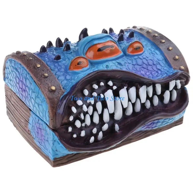 HX6F Mimic Chest DND RPG Dices Box Polyhedral Dices D&D Roleplaying Home Decorations Tabletop Gaming Jewelry Box Ornaments