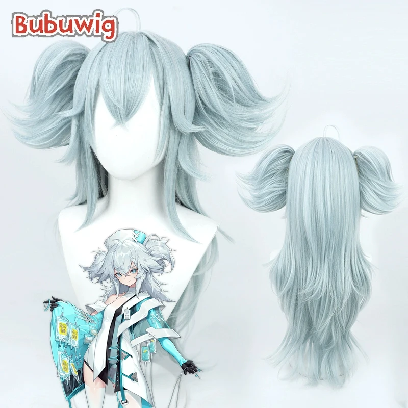 Bubuwig Synthetic Hair Florence Cosplay Wigs Project Neural Cloud Florence 85cm Long Light Green Ponytail Cos Wig Heat Resistant