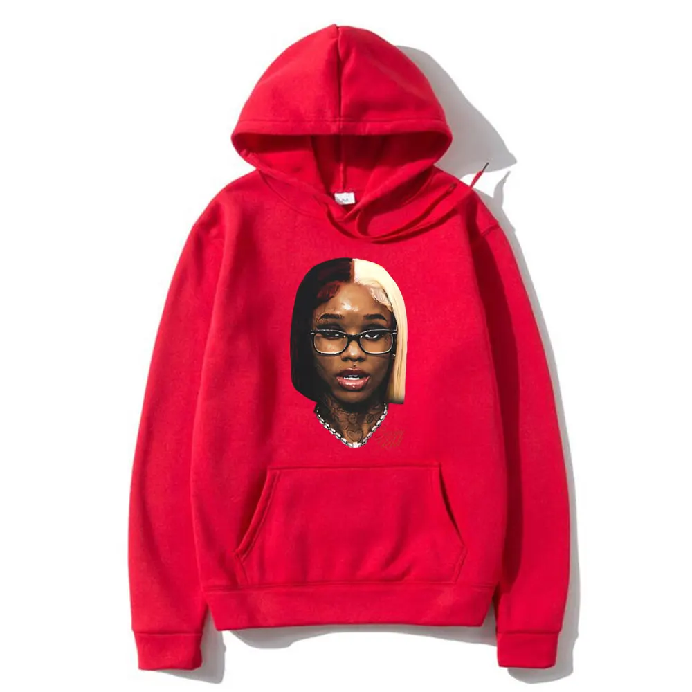 Rapper Sexyy Red Nicki Minaj Face Graphic Hoodie Men Women Hip Hop Oversized Hooded Sweatshirt Male Fashion Trend Streetwear