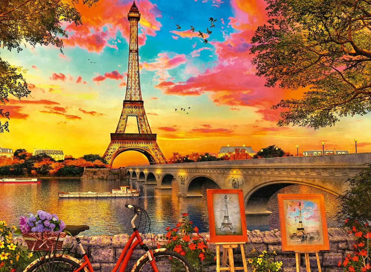 Night At The Eiffel Tower in Paris Landscape Puzzles Jigsaw Puzzles 120/300/500/1000 Pieces Educational Toy for Adults/Kids Gift