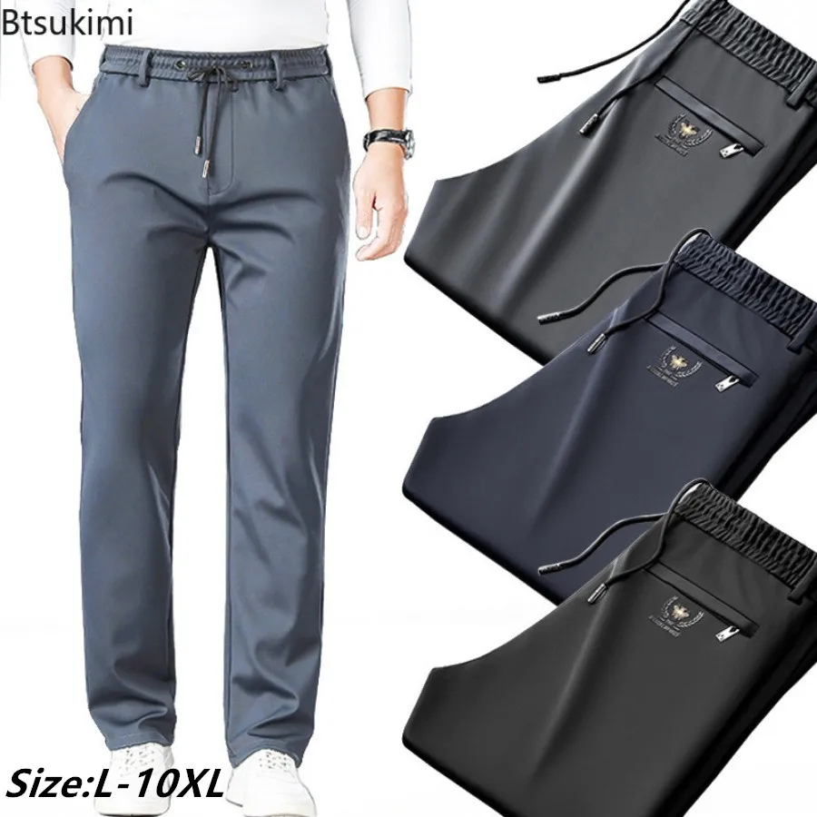 

Spring Summer Thin Ice Silk Pants for Men Outdoor Casual Quick-drying Sweatpants Men Drawstring Straight Trousers Plus Size 10XL