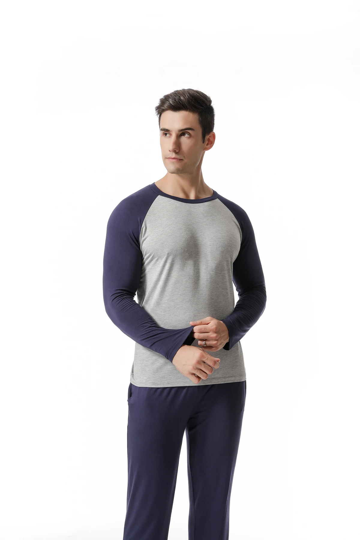 Spring And Summer Modal 2 Sets Of Men's Pajamas Homewear Men's Large Size Long-Sleeved Trousers Autumn Clothes Bottoming Clothes