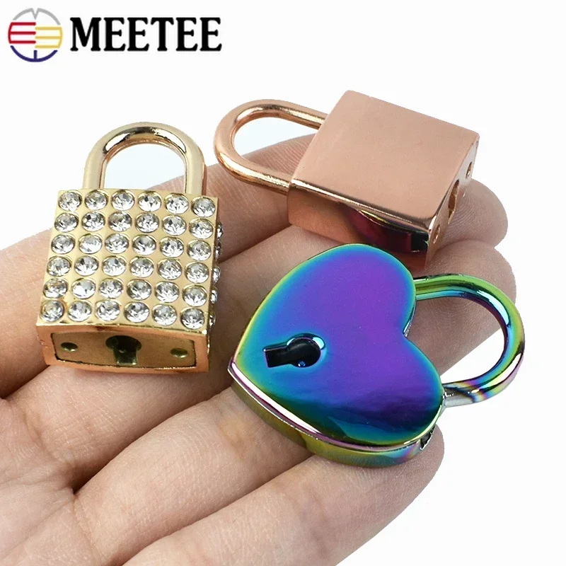 1/2/3Pcs Meetee Bag Padlock Clasp Woman Handbag Key Lock Hang Padlocks Buckle Twist Turn Mortise Latch Clasps Hardware Accessory