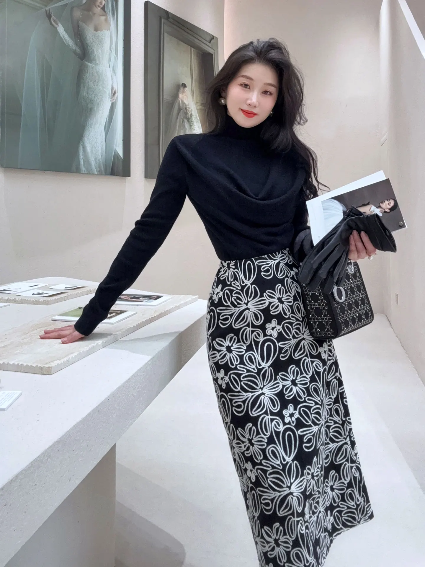 

YANGXIAOJING шерстяной вязаный женский топ с высоким воротником, китайская юбка Sle f, мягкая теплая длинная све, однотонная зимняя мода