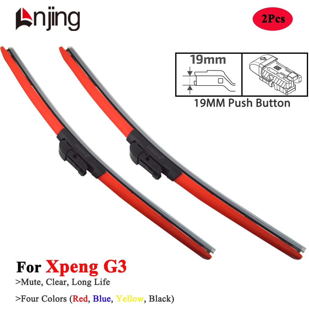 LNJING Colorful Wiper Blades For Xpeng G3 2018 2019 2020 2021 2022 2023 2024 2025 Car Accessories Red Blue Yellow Hybrid Wipers