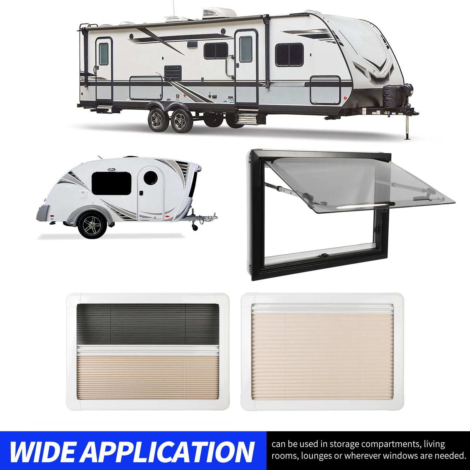 

Trailer Window 28 X 16 Inch RV Window with Screen Sunshade Double Layer Right Angle Push Out Window for Trailer RV Window