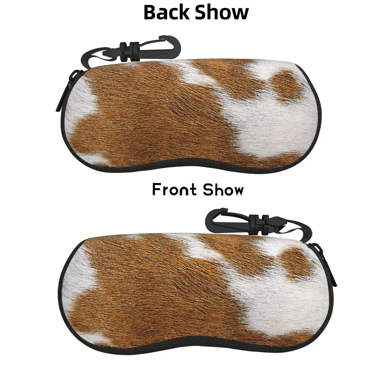 

Stylish Cow Fur Cowhide Texture Cow Skin Print Patter Shell Glasses Case Portable Sunglasses Box Women Men Soft Eyeglass Bag