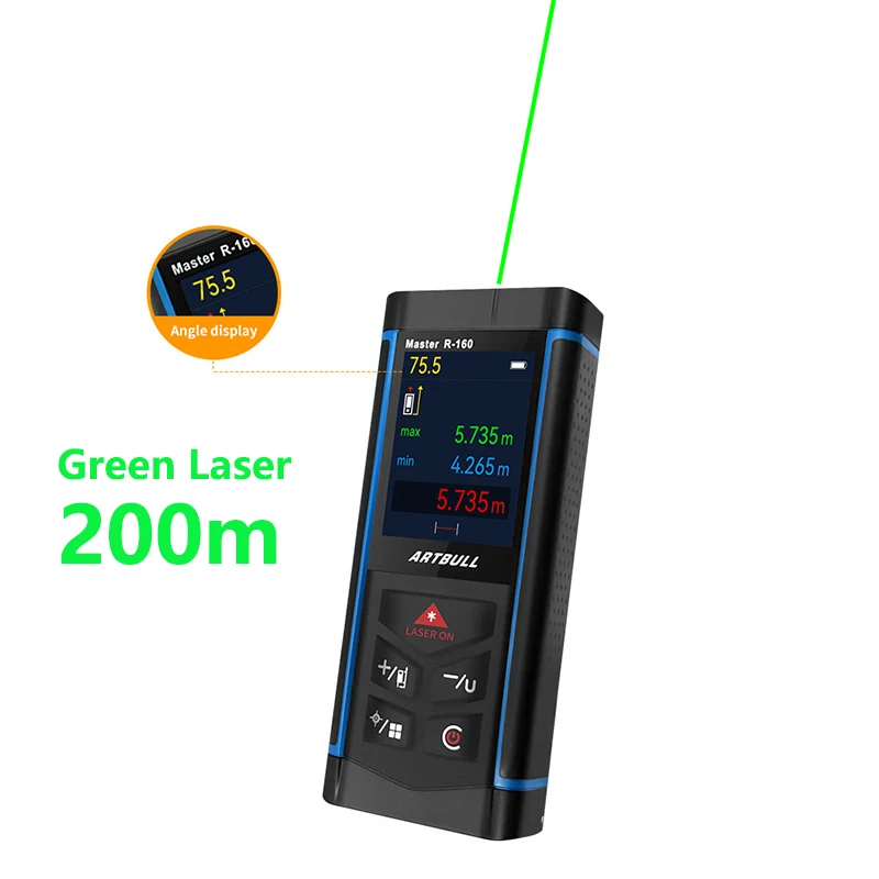 ARTBULL Green Laser Rangefinder 100m 200m with camera Color screen Rechargeable Distance Meter outdoor