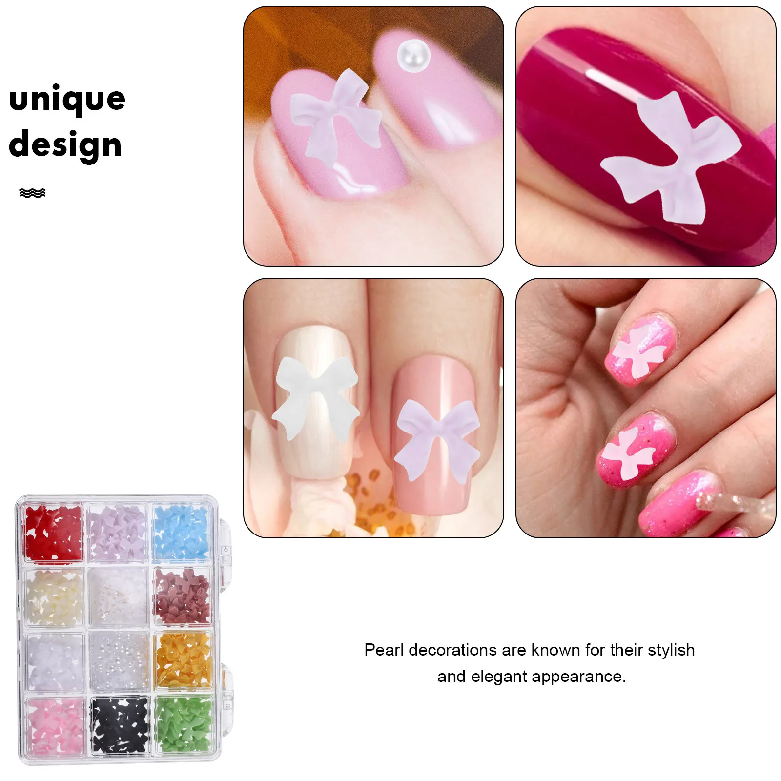 

Nail Charms Jewels 3D Art Decorative Bow Pearl Set Stylish Elegant User-Friendly Design Nail Charms for Acrylic Nails