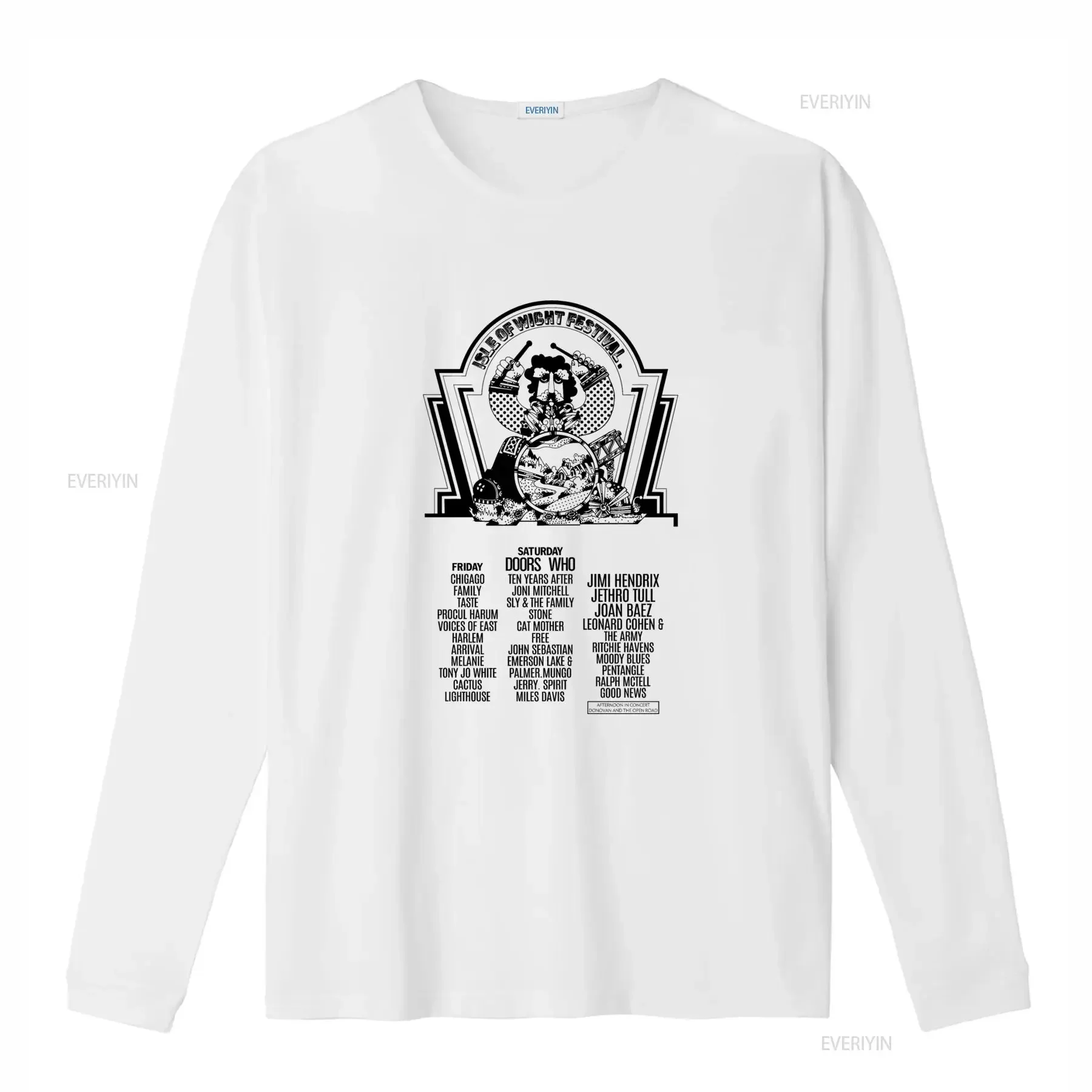 Mens Isle Of Wight Rock Festival T Shirt Vintage Concert Print Music Lover Soft Cotton vintage Washed fashion Versatile Casual