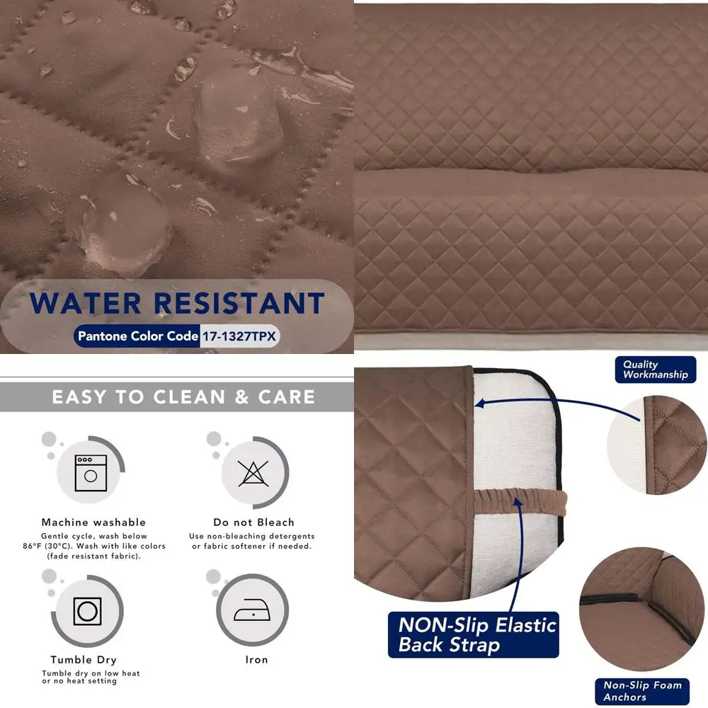 

Reversible Quilted Sofa Cover, Waterproof and Washable Couch Protector with Non-Slip Grip for Kids and Pets, XL, Brown/Beige