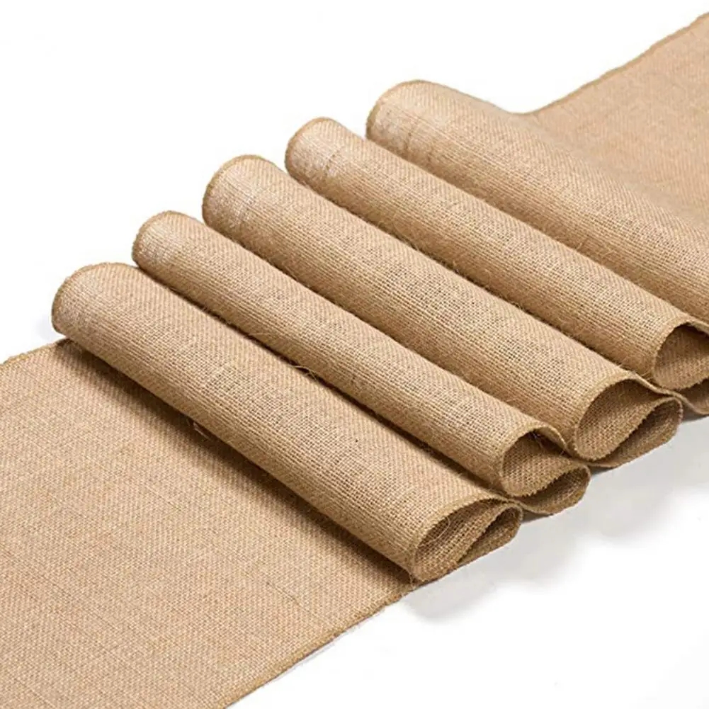 Burlap Table Runner Diy Burlap Crafts Boho Jute Table Runner Stain-proof Party Decor Reusable Banquet Wedding Table Protection
