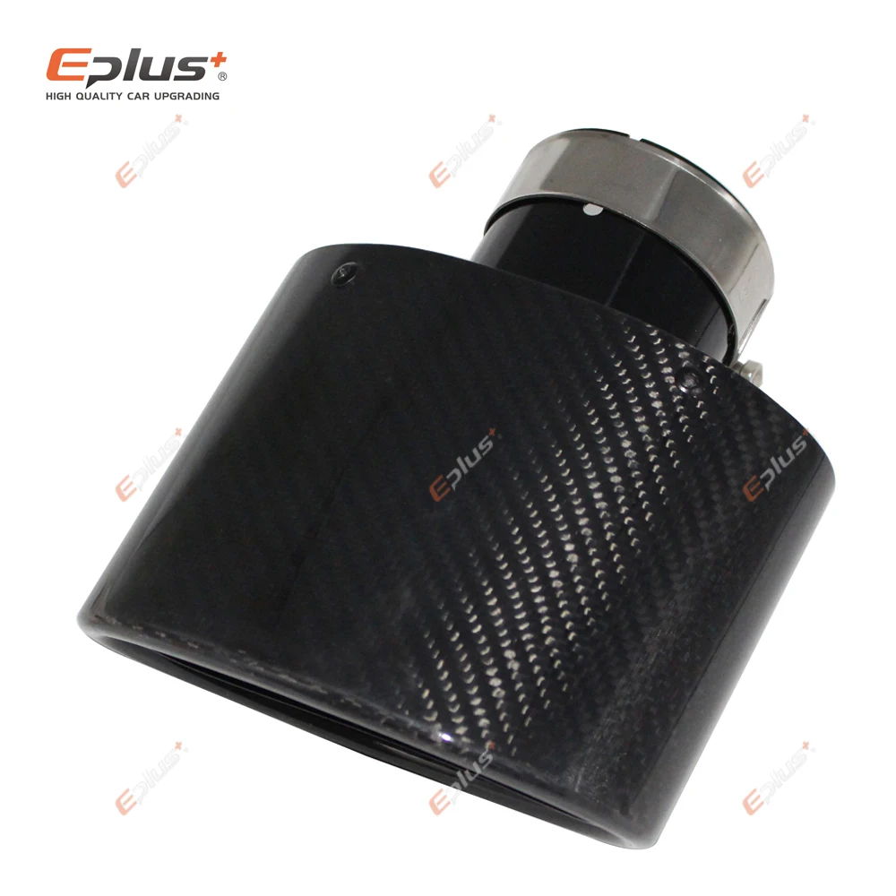 Universal Glossy Carbon Fiber Car Mufflers Tip Exhaust Pipe Nozzle Decoration Universal Stainless Black Oval Width 150mm