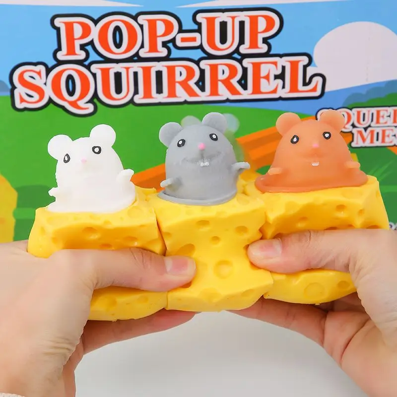 Kaasmuis Stress Relief Cup – Knijpspeeltje voor frustratie, grappige Kaas Eekhoorn Mok, Whack-a-Mole Prank Stress Speelgoed