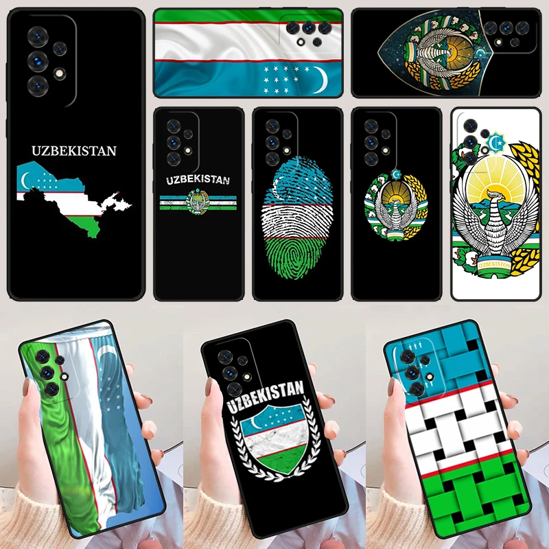 Emblem of Uzbekistan National Flag For Samsung A52 A72 A73 A20e A21S A50 A70 A11 A12 A42 A31 A40 A51 A71 A32 A80 Phone Case