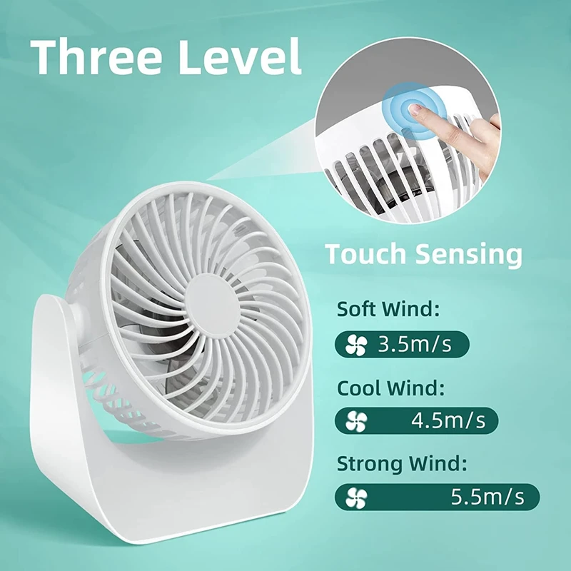 Mini-Ventilator, leiser USB-Lüfter, kleiner 360 ° Tisch ventilator, USB-Tisch ventilator mit 3 Geschwindigkeiten, Tisch ventilatoren für Auto, Schlafzimmer, Wohnmobil