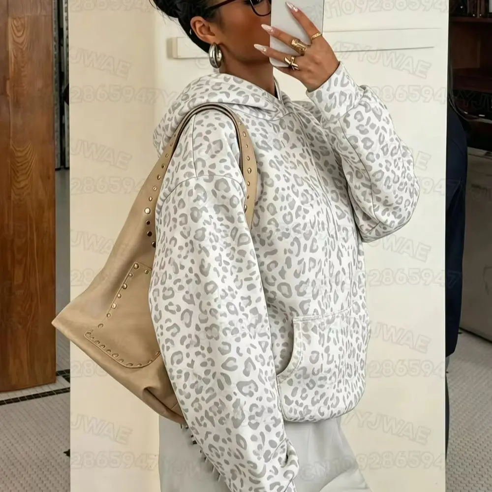 Herbst- und Winter-Sweatshirt für Damen mit Leopardenmuster, Kapuzenpullover, Unisex-Pullover, Hip-Hop-Hoodie für Männer – Detail 3