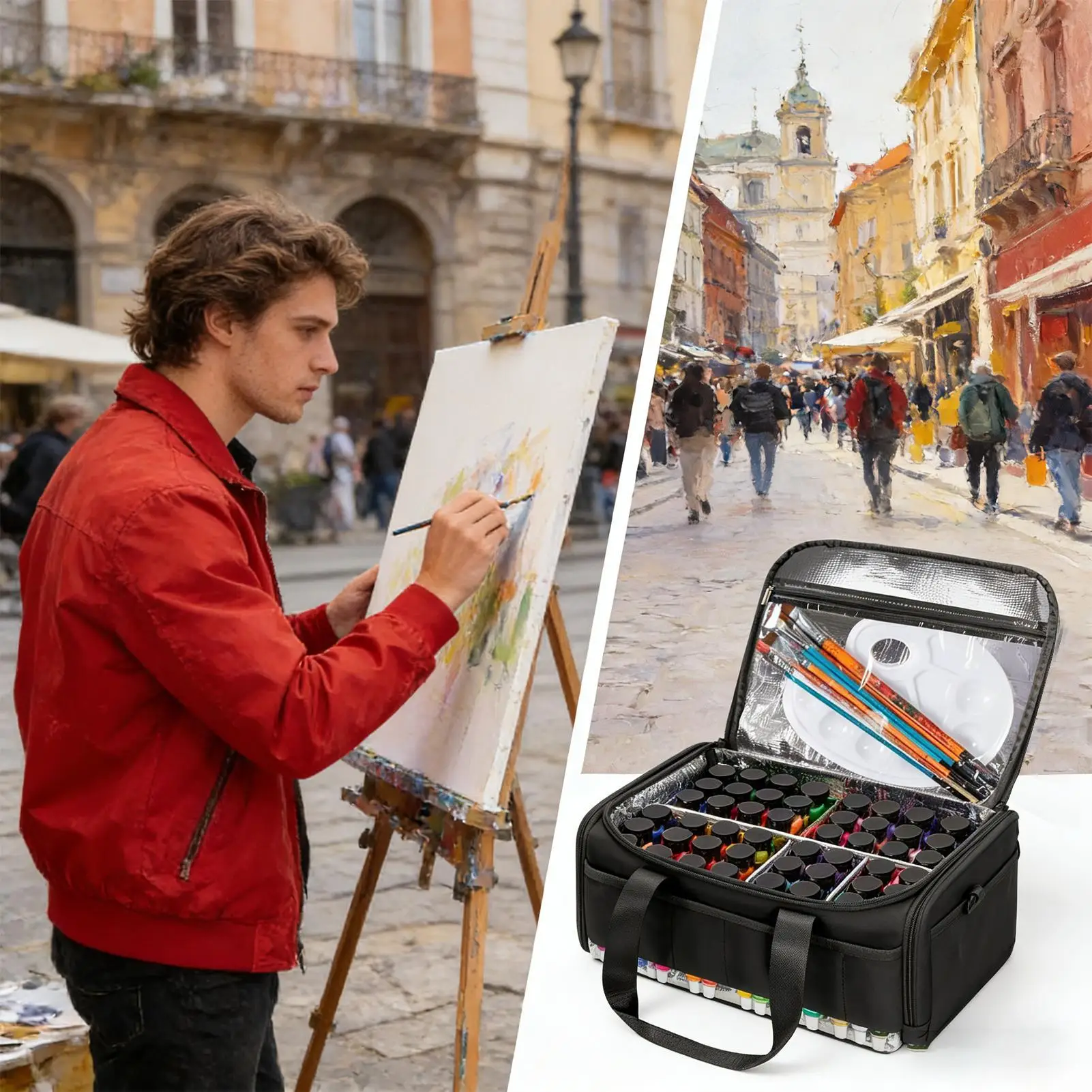 

Paint Organize Case Large Capacity Carrying Holder With Strap Oxford Large Capacity Paint Organizer Bag With Tool Storage