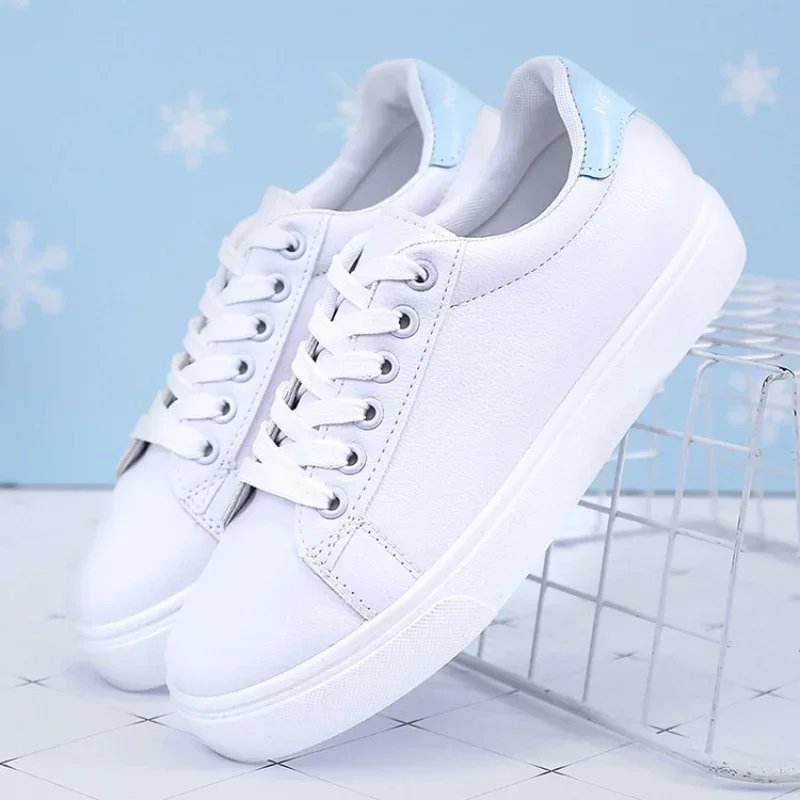 Women Sneakers 2025 Fashion Breathble Vulcanized Shoes Pu Leather Platform Shoes White Lace Up Casual Shoes Zapatos Mujer