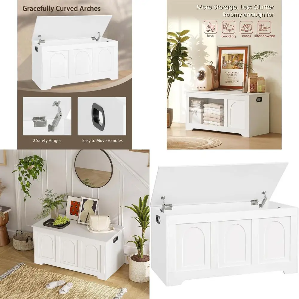 

Большой деревянный сундук для хранения с безопасными петлями, скамейкой для обуви, откидной крышкой, прочный, для прихожей, гостиной, спальни, игровой комнаты, и т.д.