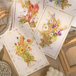 3D Dried Flower Greeting Card Exquisite with Envelopes Invitation Card Thank You Letter Mother's Day Greeting Card Business